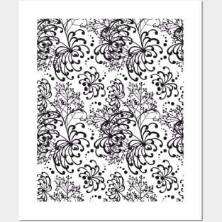 Black Floral Posters and Art